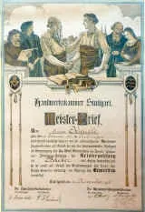 Der Meisterbrief von Georg Kienzle, ausgestellt von der Handwerkskammer Stuttgart