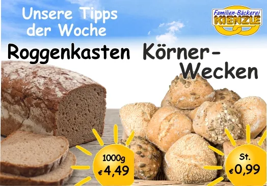 Unser Tipp der Woche für KW 38 – das Angebot der Familien-Bäckerei Kienzle als Bild